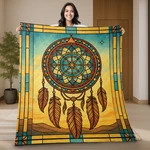 Vintage Dreamcatcher Stained Glass Native American Style Quilt Blanket. Fixed Price $63.89.