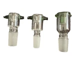 Clear Male Glass Bowl Piece With Built In Ashcatcher Green Thumb Nubs. Fixed Price $9.89.