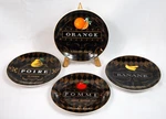 Set Of 4 French Chocolate Oneida Canape Plates Banana Orange Apple Pear. Fixed Price $12.00.