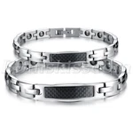 Couples Women Stainless Steel Carbon Fiber Magnetic Power Therapy Bracelet. Fixed Price $20.99.