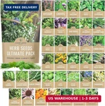 Organic Herb Seeds Variety - 35 Individual Packs 2026 Season Basil, Cil. Fixed Price $42.17.