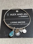 Alex & Ani Living Water Blue Crystal Charm Silver Bracelet With Card Healing. Fixed Price $13.95.