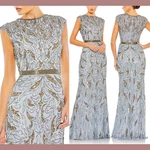 Nwt Mac Duggal 12 5532 Embellished Illusion Cap Column Gown Platinum J1164. Fixed Price $375.99.