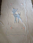 Very Old Chinelle Blanket Throw Material Baby Twin Bed Cover Antique Crafts Sew. Fixed Price $18.00.