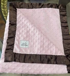 Dressy Dribbles Pink Minky Dot Plush Baby Blanket Brown Satin Trim Double Sided. Fixed Price $31.40.