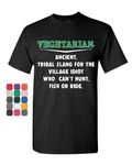 Vegetarian Definition T-shirt Offensive Village Idiot Vegan Meat Mens Tee. Fixed Price $20.99.