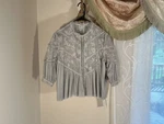 Pol Gathered Detail Lace Mixed And Embroidery Top In Silver Small Nwt Rayon. Fixed Price $25.00.