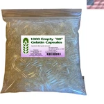 Size '00' Natural Gelatin Capsules - 1000 Count, Perfect For Custom Supplements. Fixed Price $29.99.