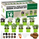 Meekear 10 Herb Seeds Garden Starter Grow Kit With Green Pots, Markers, Soil .... Fixed Price $39.52.