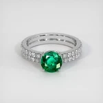 Zambia Round Green Emerald 18K White Gold Ring 1.17CT. Fixed Price $11695.50.