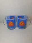 Arcoroc France Tulip Coffee Tea Cups Matys Pattern Mugs Blue Set 2 Glass. Fixed Price $20.00.