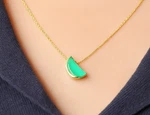 Natural Emerald Pendant Gift For Women 14K Yellow Gold Designer Fine Jewelry. Fixed Price $1731.22.