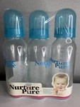 Vintage Nurture Pure Glass Baby Bottles Streamline 8 Oz Nos 3 Pack W/ Lids. Fixed Price $49.95.
