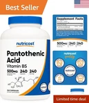 Nutricost Pantothenic Acid (vitamin B5) 500MG, 240 Capsules. Fixed Price $48.94.