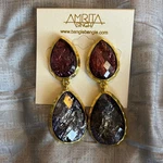 Amrita Singh Gold-tone Teardrop Double Earrings Plum And Deep Lavender. Fixed Price $15.00.