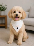 Custom Name Dog Bandana Hand Embroidered White Paw Print Personalized Pet Scarf. Fixed Price $35.00.