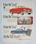 1950 Ford Model 100 Hp V-8 Print Ad 10.25" X 13.25" The Look, Room, & Feel. Fixed Price $8.95.
