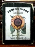 Sunflowers Pure Organic Seeds Oil Wooden Farmhouse Shelf Sitter Block 3.5X4.5. Fixed Price $6.95.
