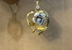 Heart Rose Pendant Women Golden Sparkling Stone Gray Flower 1/4. Fixed Price $14.99.
