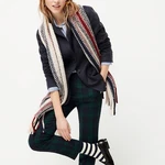 J Crew Nwt $79.50 Striped Blanket Scarf With Fringe Natural Ochre. Fixed Price $53.90.