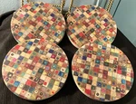 Set Of Four Thirstystone Mosiac Pattern-drink Coasters W/ Cork BOTTOMS-4" D-vguc. Fixed Price $19.95.