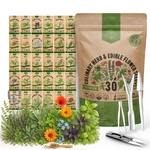 Organo Republic 30 Herb & Edible Flower Seeds, Pink, Yellow, Purple, Green. Fixed Price $41.46.