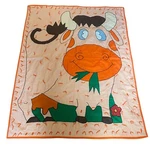 Vintage Quilt Cow Handmade Children S Baby Blanket Orange Colorful 54.5 X42.5. Fixed Price $25.88.