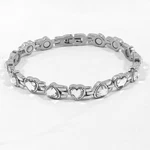 Feraco Magnetic Therapy Bracelet For Women, Titanium Steel - Silver Hearts. Fixed Price $14.00.