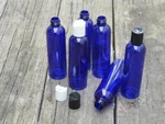 12 Pack 4 Oz Bullet Plastic Blue Pet Bottles With Black Dispensing Cap. Fixed Price $19.99.