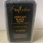 Shea Moisture African Black Soap Oats Aloe Vitamin For Troubled, Dry Skin 8OZ. Fixed Price $16.00.