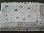 Just Born Oh So Cute Zebra White Navy Blue Star Baby Blanket Satin Grey Trim. Fixed Price $26.79.