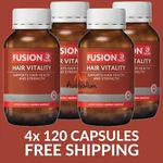 Fusion Health Hair Vitality 120 Capsules - 4 Pack Price $58.25 Each. Fixed Price $166.80.